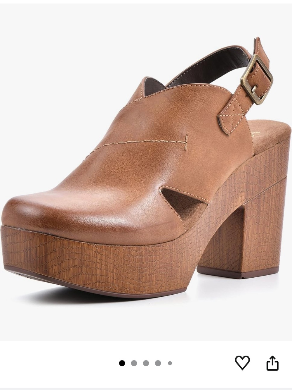 White Mountain Tan Faux-Leather Platform Clog with Buckle Strap